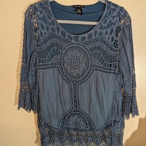 Women's L Denim Lauren Michelle top